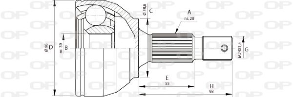 Jeu de joints, arbre de transmission