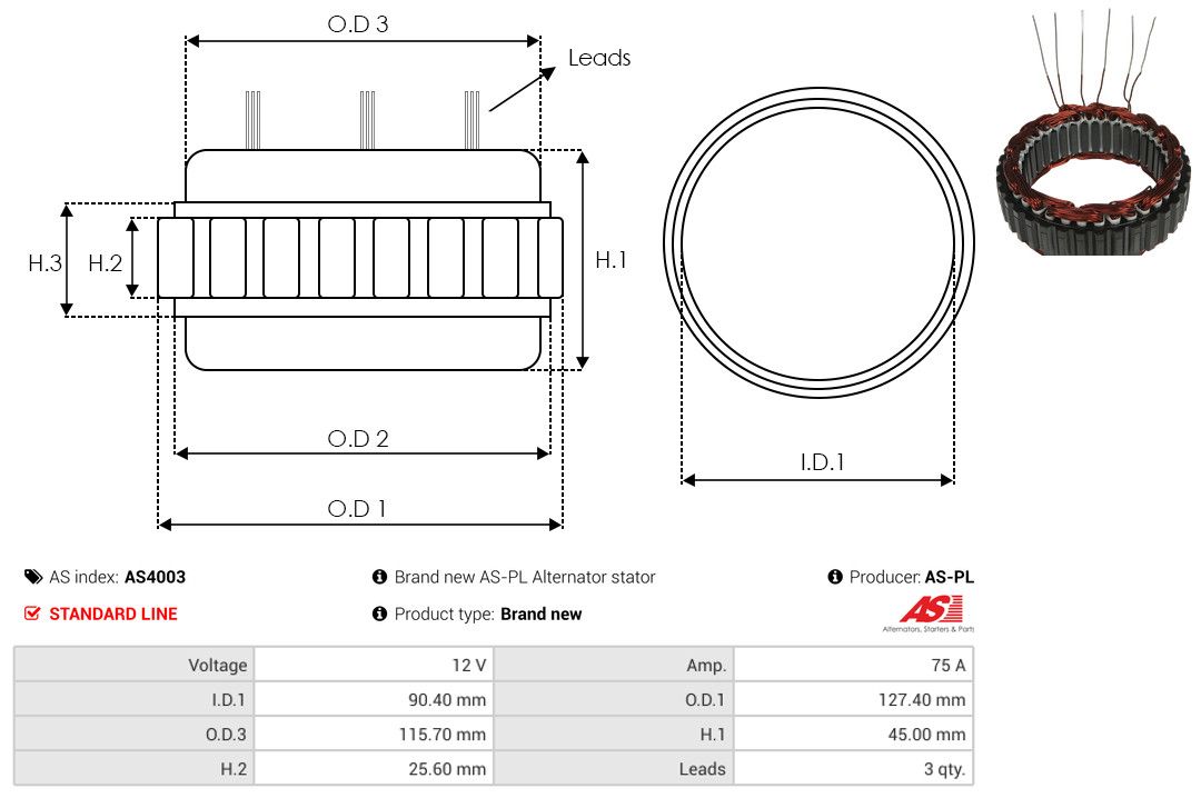 Levně Stator, generátor AS-PL AS4003