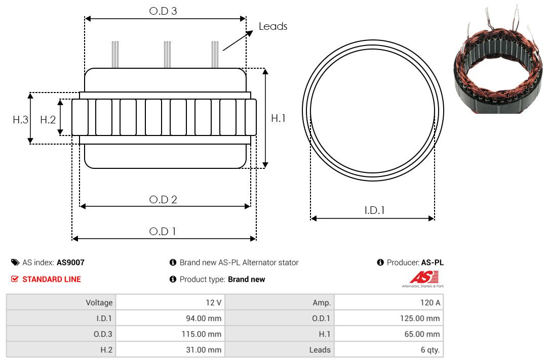 Levně Stator, generátor AS-PL AS9007