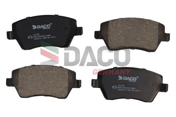 Zestaw klocków hamulcowych, hamulce tarczowe DACO GERMANY 322258