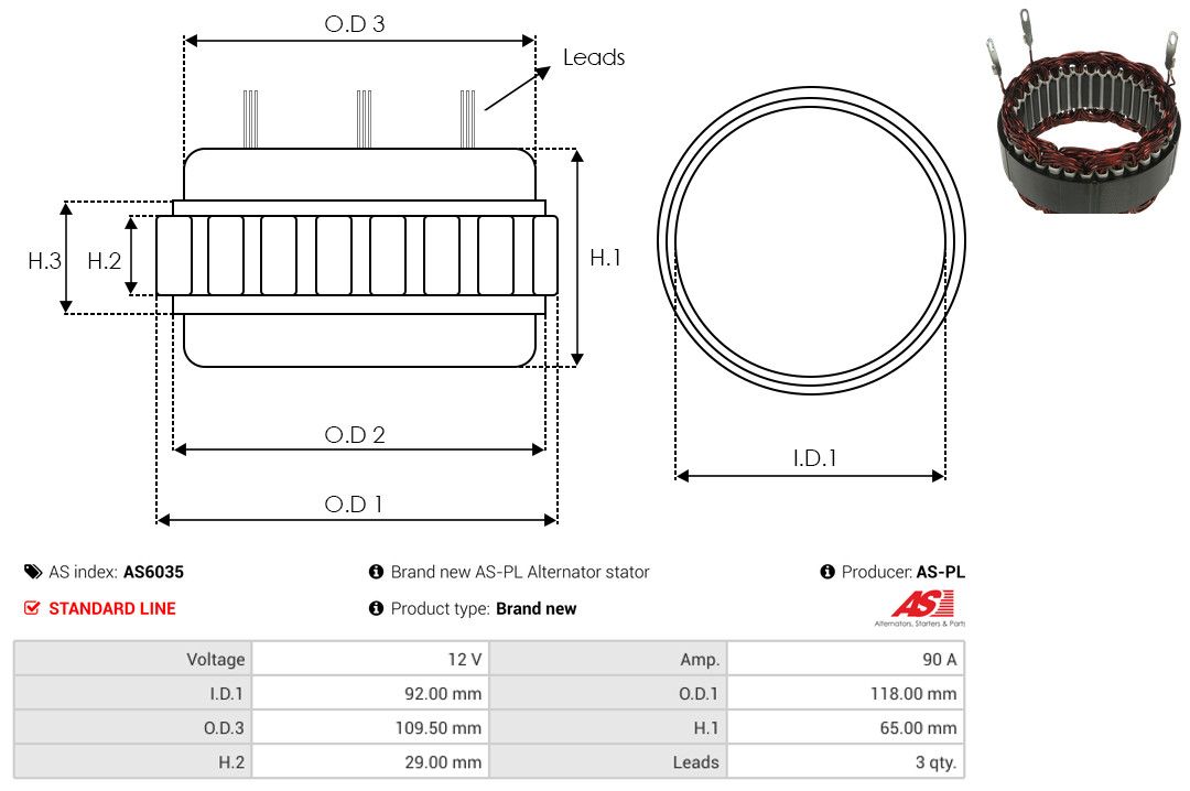 Levně Stator, generátor AS-PL AS6035