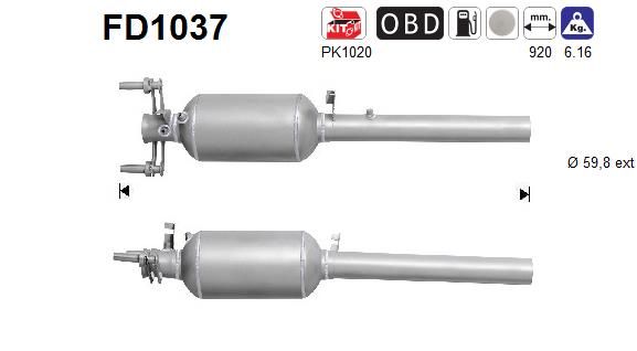 Filtr sadzy / filtr cząstek stałych, układ wydechowy AS FD1037