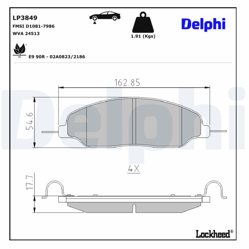 set placute frana,frana disc DELPHI LP3849