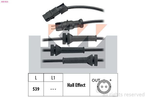 Czujnik, prędkość obrotowa koła KW 460 054
