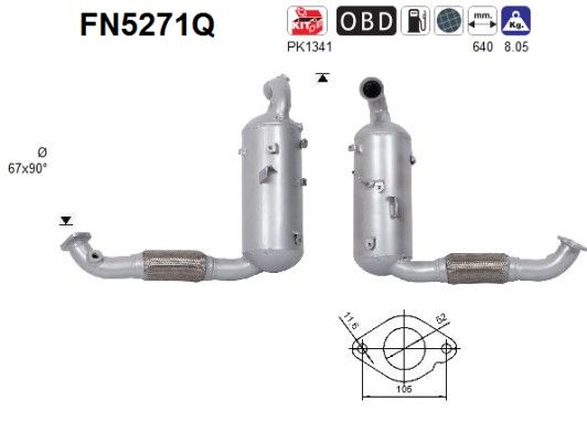 Filtr sadzy / filtr cząstek stałych, układ wydechowy AS FN5271Q