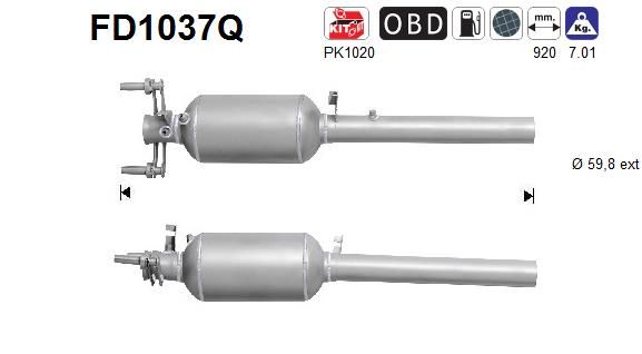 Filtr sadzy / filtr cząstek stałych, układ wydechowy AS FD1037Q