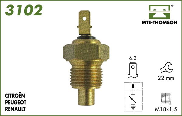 Czujnik, temperatura płynu chłodzącego MTE-THOMSON 3102