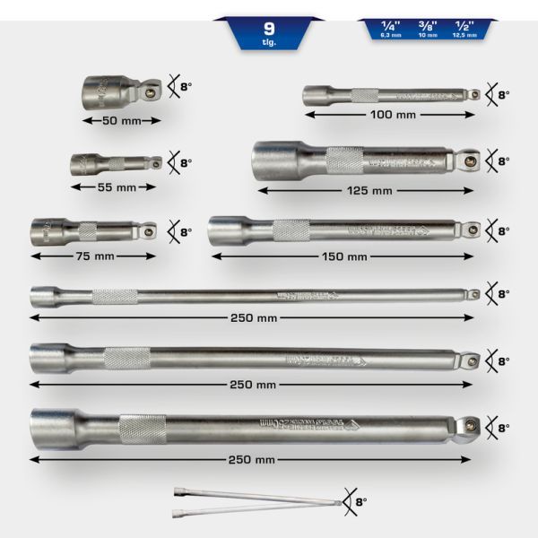 Set extensie, chei tubulare BRILLIANT TOOLS BT020009