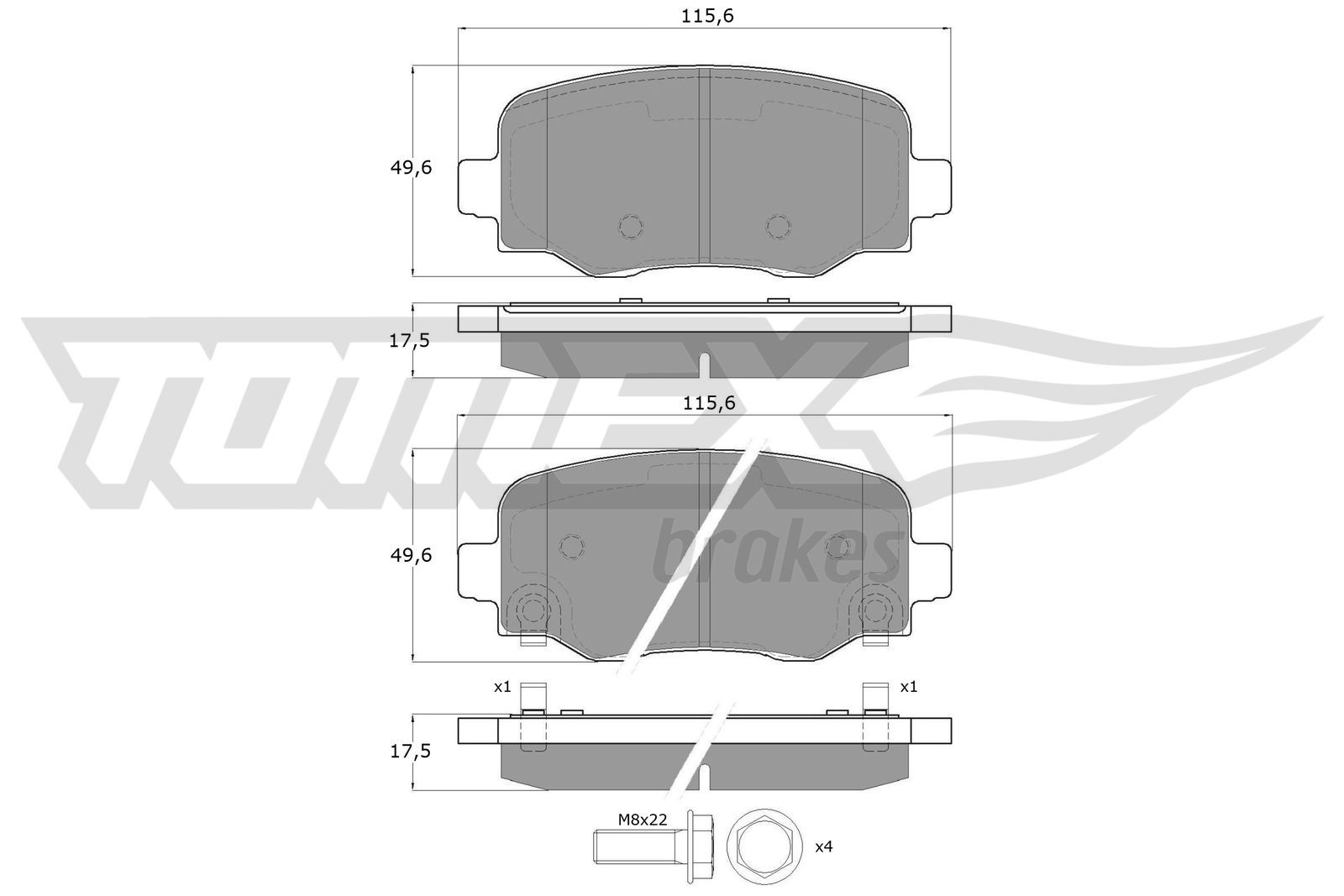 Levně Sada brzdových destiček, kotoučová brzda TOMEX Brakes 18-19