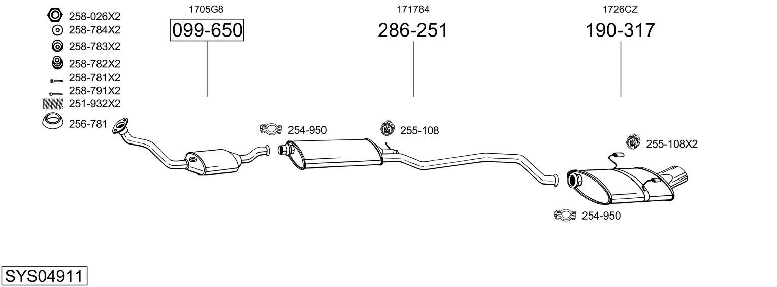 Układ wydechowy BOSAL SYS04911