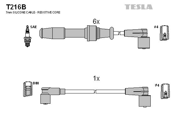 Zestaw przewodów zapłonowych TESLA T216B