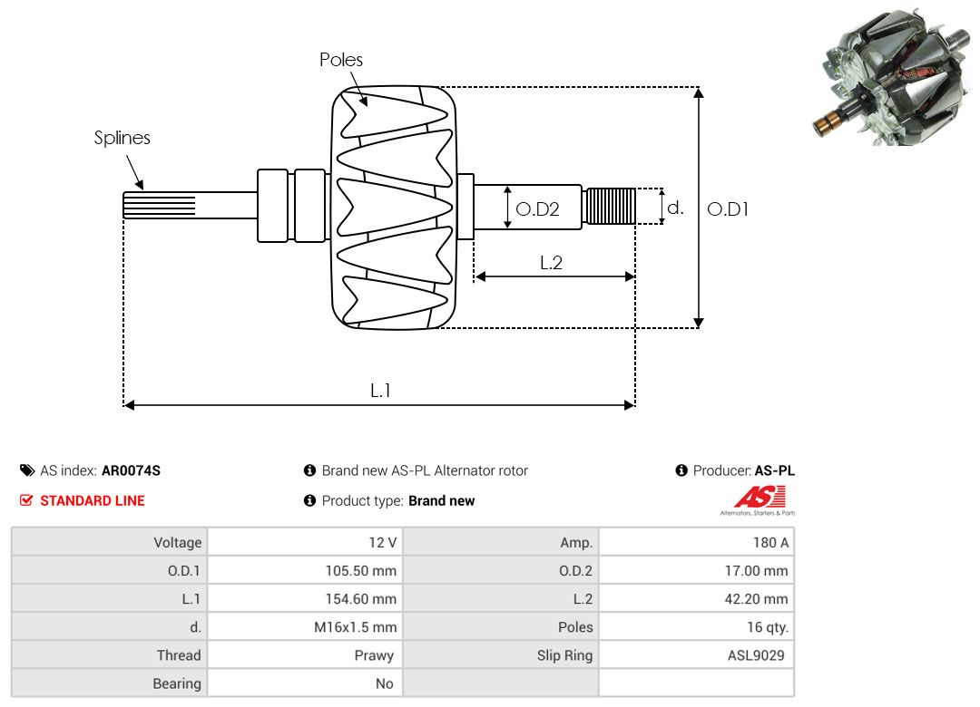 Levně Rotor, generátor AS-PL AR0074S