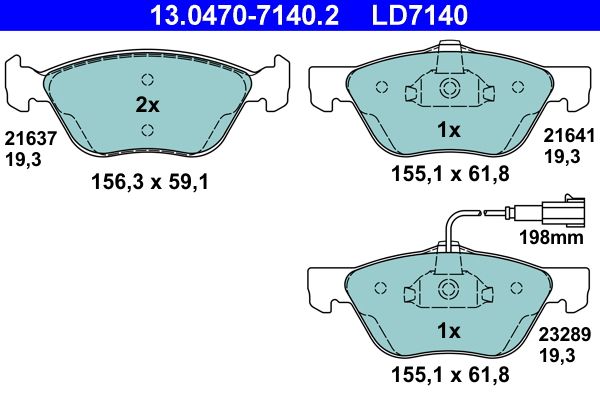 Sada brzdových platničiek kotúčovej brzdy ATE 13.0470-7140.2