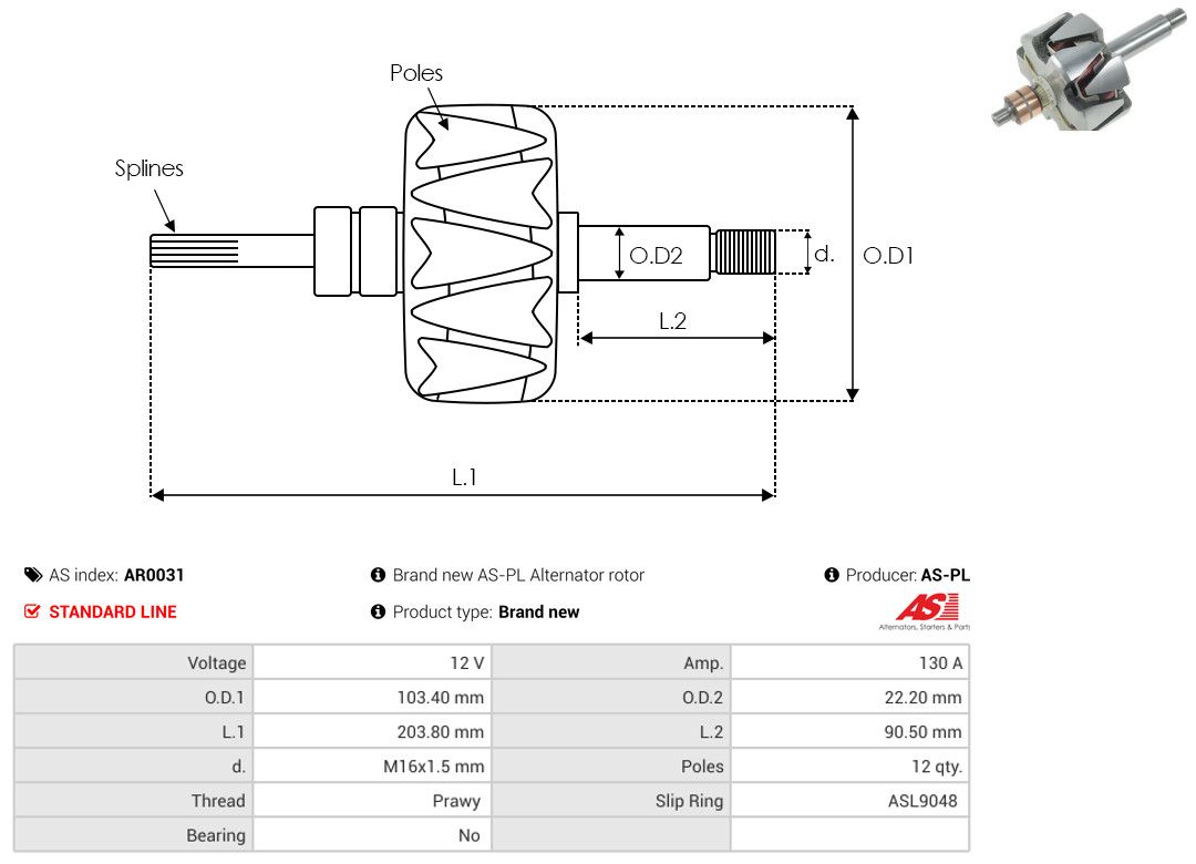 Levně Rotor, generátor AS-PL AR0031