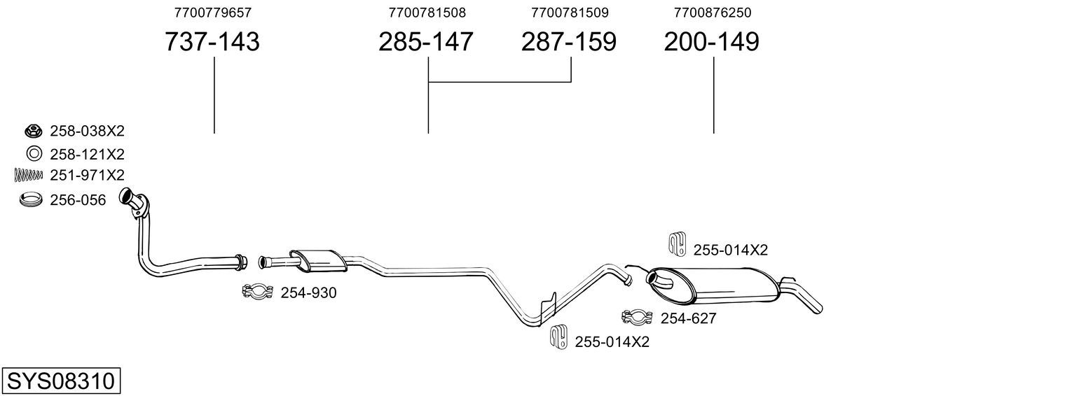 Układ wydechowy BOSAL SYS08310