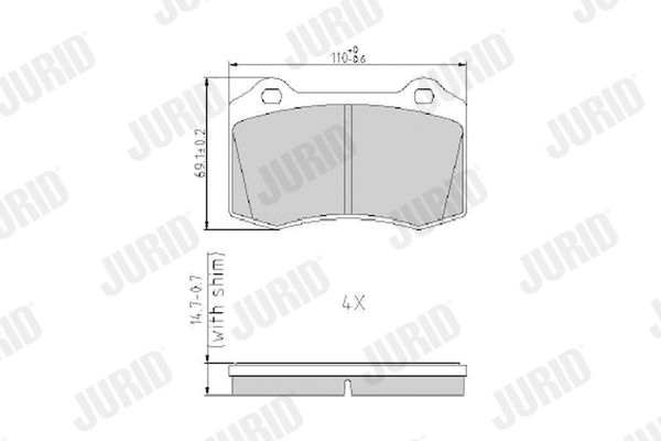 Zestaw klocków hamulcowych, hamulce tarczowe JURID 573149J