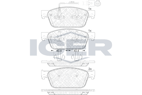 Zestaw klocków hamulcowych, hamulce tarczowe ICER 141953