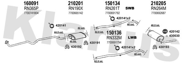 Układ wydechowy KLARIUS 720497E
