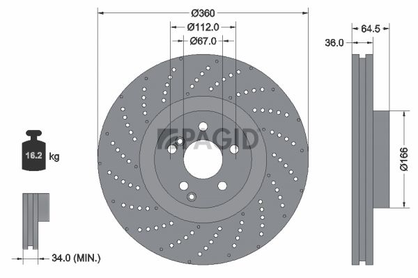 Tarcza hamulcowa PAGID 55603NHC