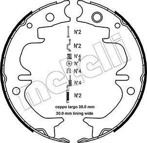 Zestaw szczęk hamulcowych, hamulec postojowy METELLI 53-0442K