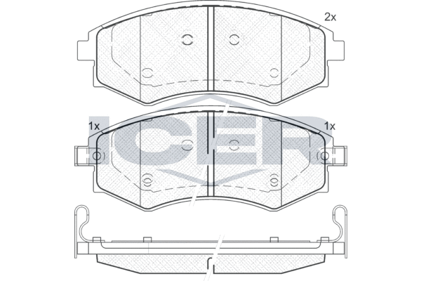 Zestaw klocków hamulcowych, hamulce tarczowe ICER 181716