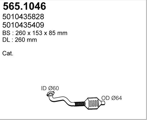Rura wydechowa ASSO 565.1046