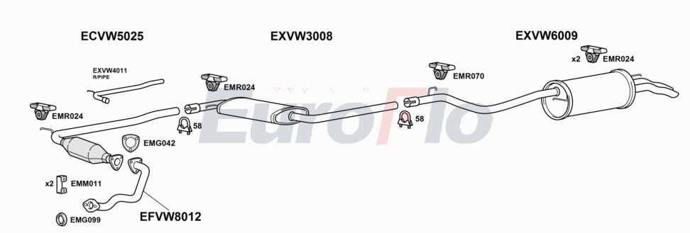 Układ wydechowy EUROFLO VWCAR25D6008A00