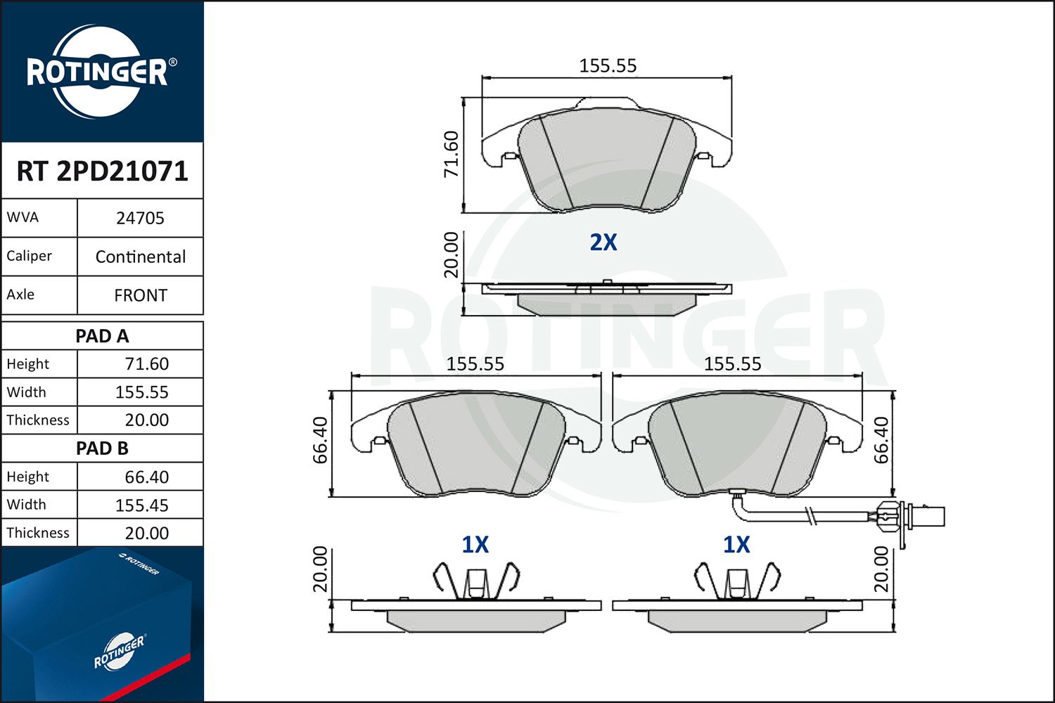 set placute frana,frana disc ROTINGER RT 2PD21071