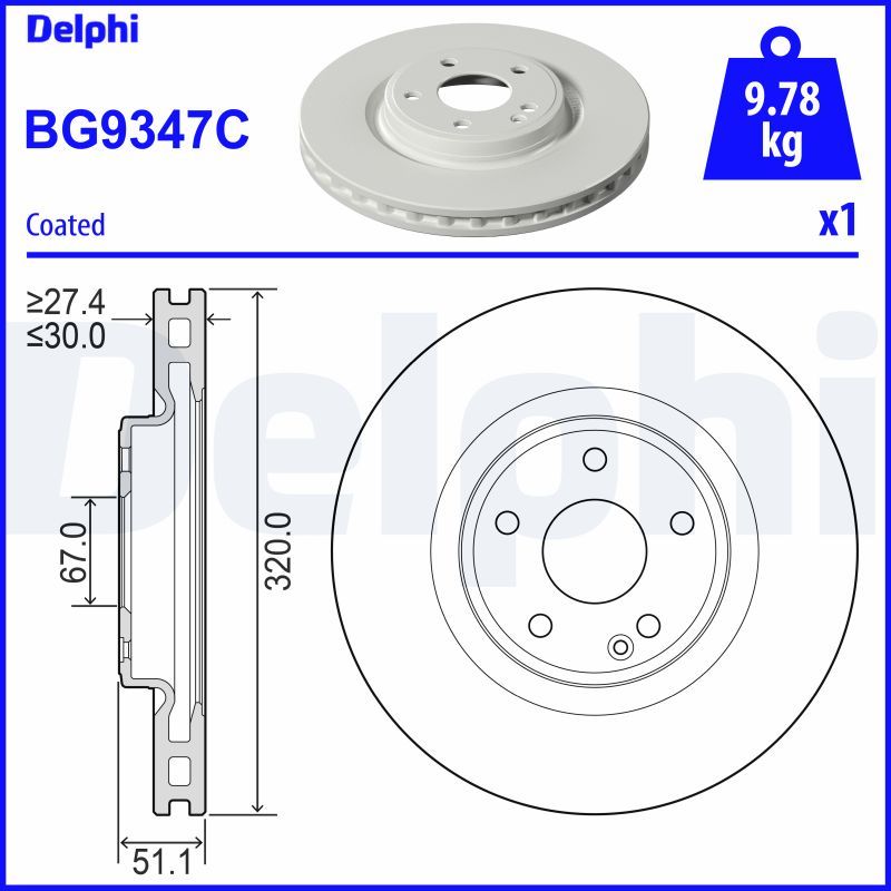 Brzdový kotouč DELPHI BG9347C