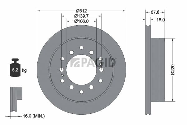 Tarcza hamulcowa PAGID 54701NC