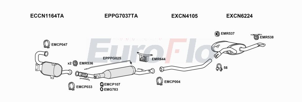 Układ wydechowy EUROFLO PG500820D3001