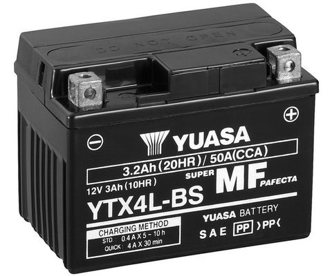 Motobaterie Yuasa Super MF 12V, 3.5Ah, 50A, YTX4L-BS