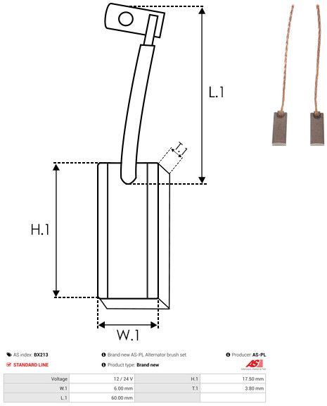 Levně Uhlíkový kartáč, generátor AS-PL BX213