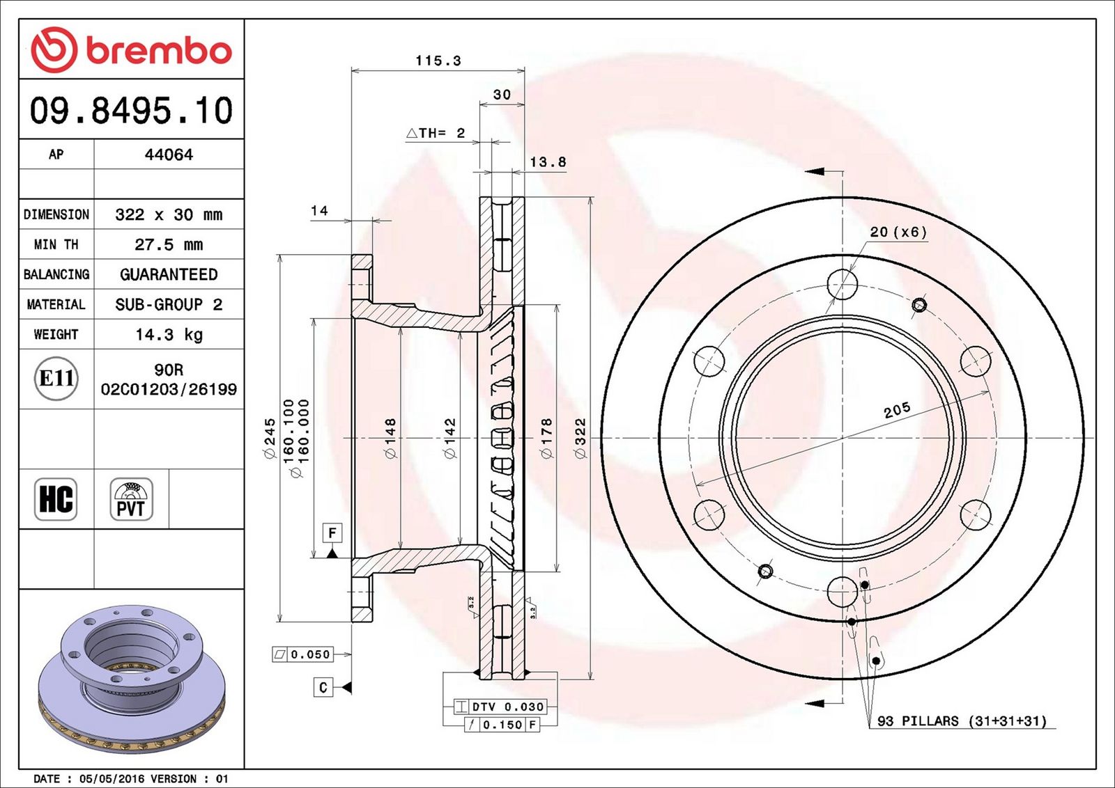 Levně Brzdový kotouč BREMBO 09.8495.10