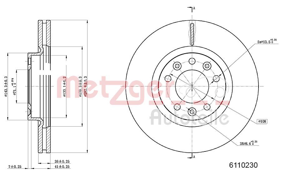 Tarcza hamulcowa METZGER AUTOTEILE 6110230