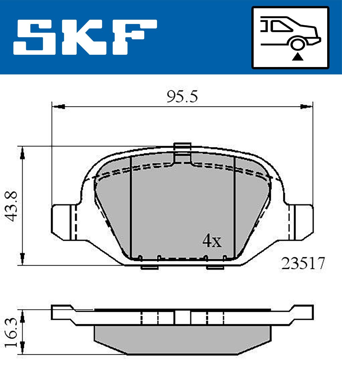 Zestaw klocków hamulcowych, hamulce tarczowe SKF VKBP 90472