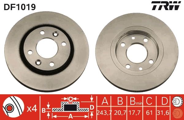 Tarcza hamulcowa TRW DF1019