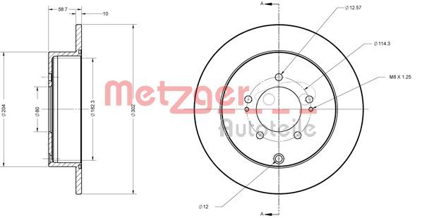 Tarcza hamulcowa METZGER AUTOTEILE 6110197