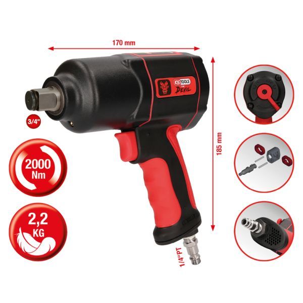 Mașină de înșurubat cu percuție (aer comprimat) KS TOOLS 515.3400