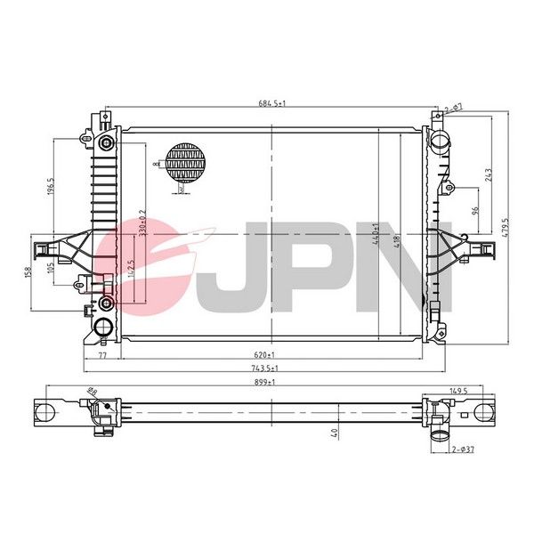 Levně Chladič, chlazení motoru JPN 60C9072-JPN