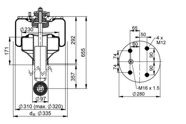 Burduf, suspensie pneumatica CONTINENTAL CTAM 1416 N P05