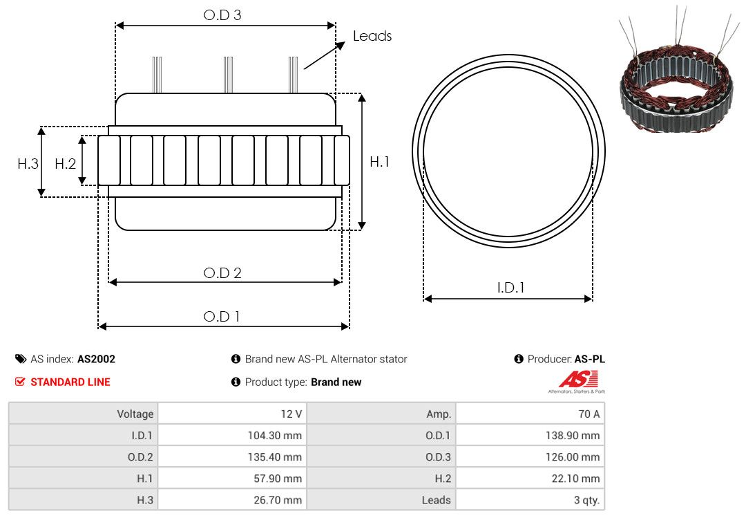 Levně Stator, generátor AS-PL AS2002