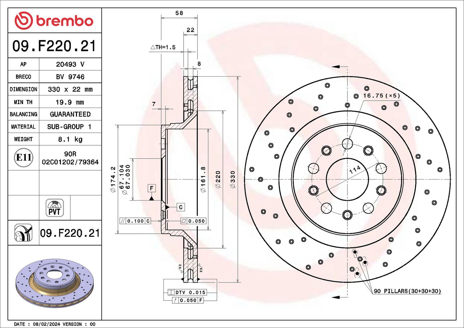 Disc frana BREMBO 09.F220.21