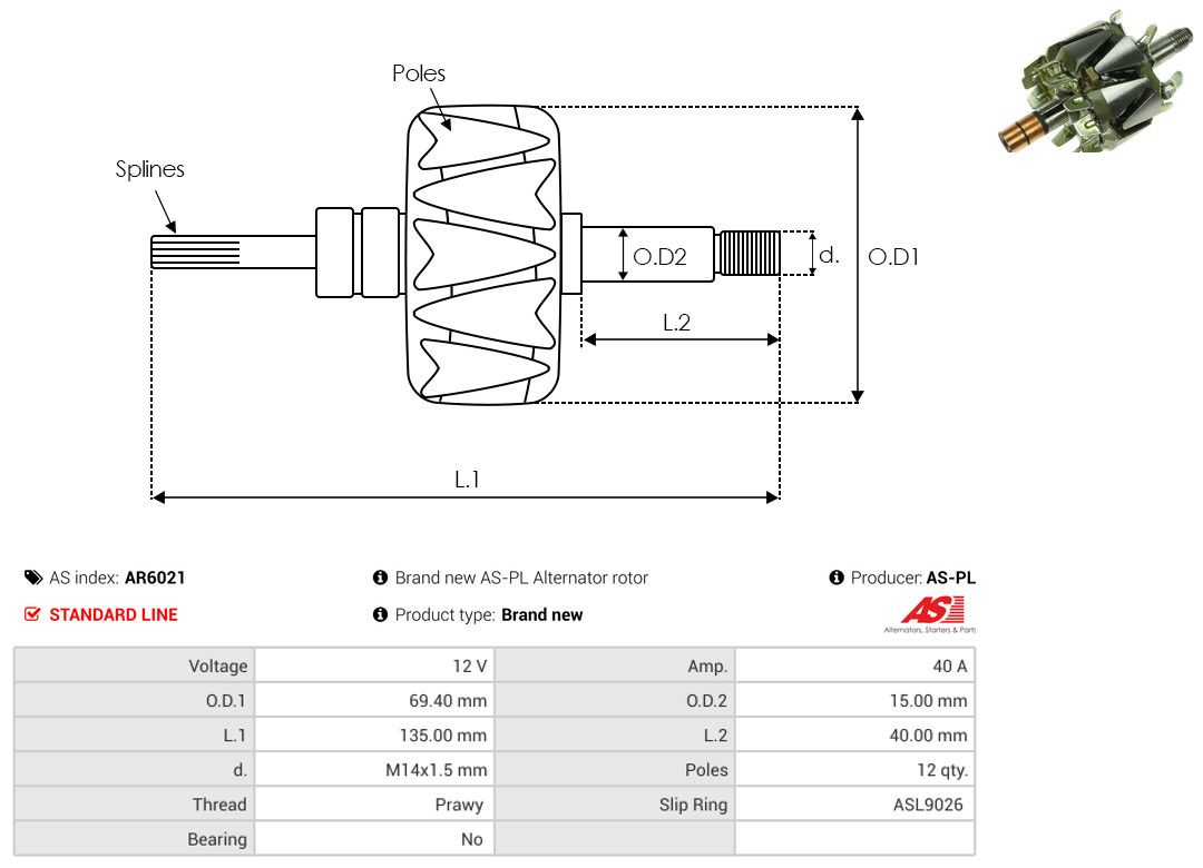 Levně Rotor, generátor AS-PL AR6021