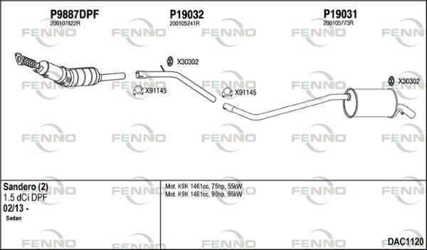 Układ wydechowy FENNO DAC1120