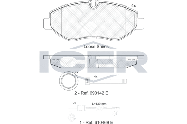 Zestaw klocków hamulcowych, hamulce tarczowe ICER 141832-203