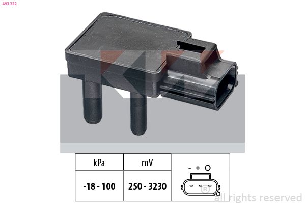 Czujnik, ciśnienie spalin KW 493 332