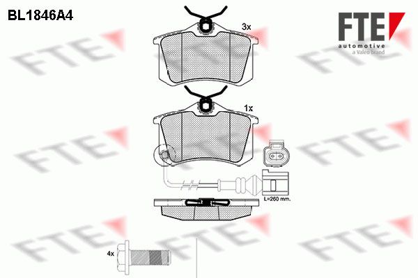 Zestaw klocków hamulcowych, hamulce tarczowe FTE 9010426