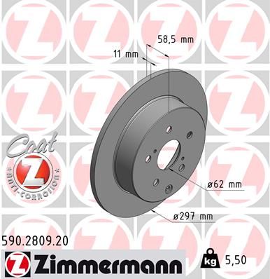 Brzdový kotouč ZIMMERMANN 590.2809.20