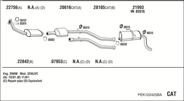 Układ wydechowy WALKER PEK122425BA